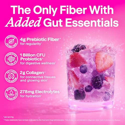 Belli Welli premium fiber supplement with probiotics container detailing the Wild Berry flavor profile.