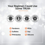 Back label of TruSkin anti aging collagen supporting night cream with stable vitamin c directions