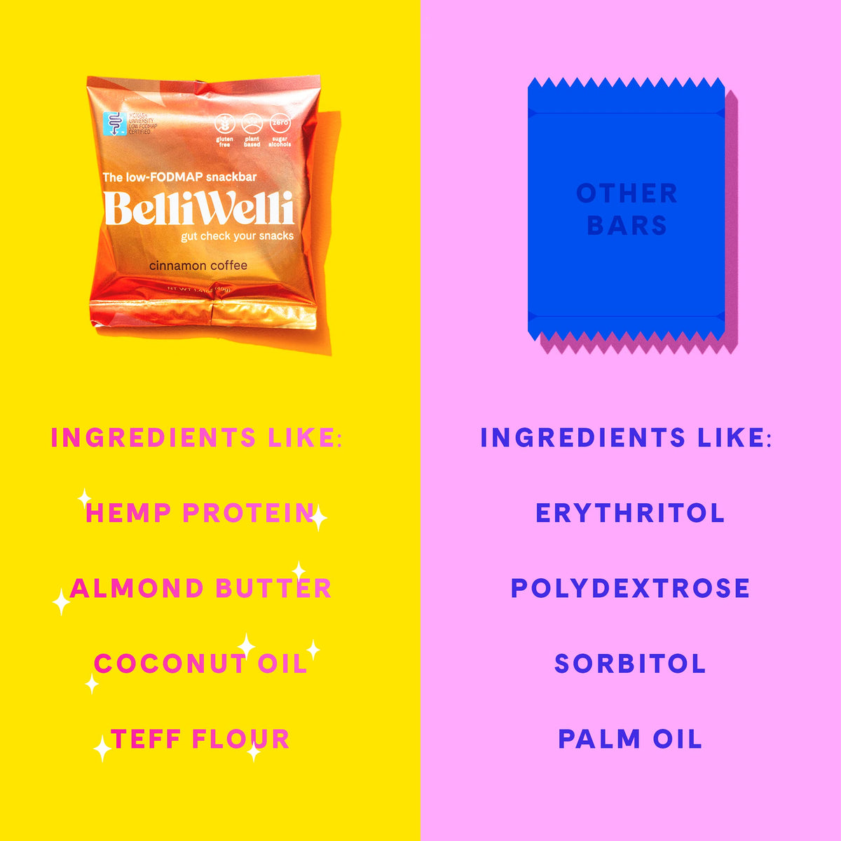 Soft baked vegan gluten free mint chocolate chip snack bar ingredients list and certifications