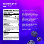 BelliWelli low-FODMAP certified plant-based snack bar displaying blueberry muffin flavor details.