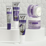 Close up of No7 pure retinol face serum container indicating age thirty plus usage