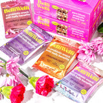 BelliWelli zero bloat snack bars displayed next to natural oat and chia ingredients