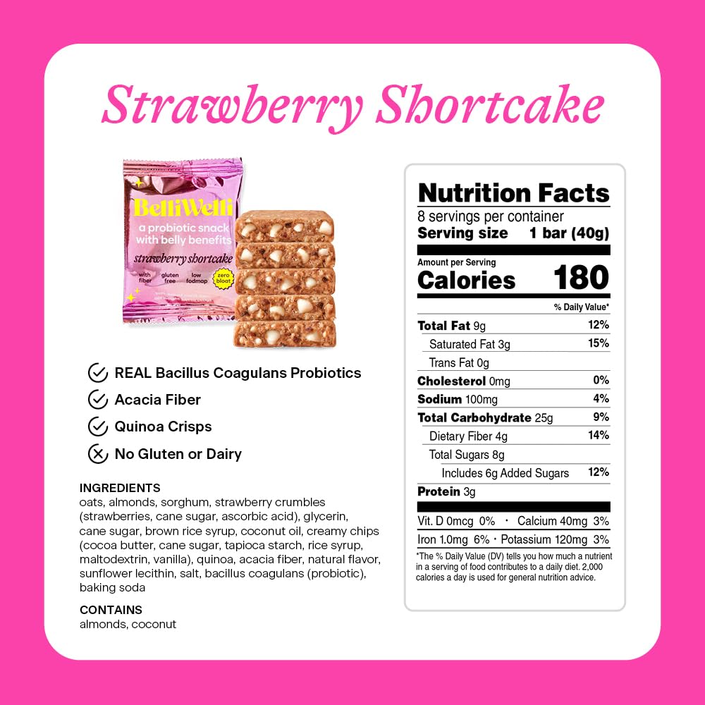 BelliWelli soft baked gluten free vegan snack bar next to fresh strawberries