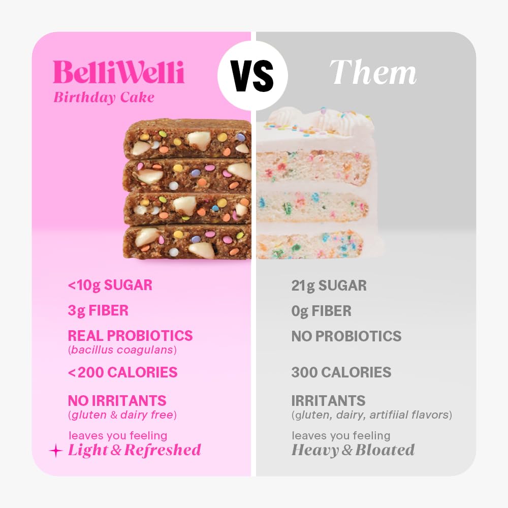 BelliWelli soft baked probiotic bar with sprinkles plant based ingredients