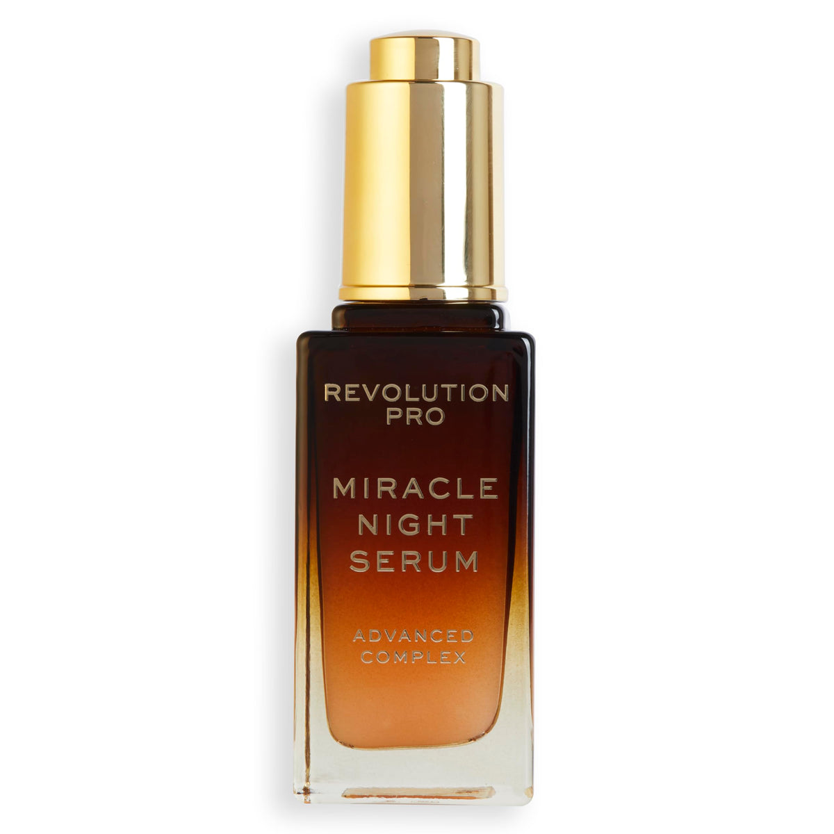 Revolution Pro Miracle Night Rescue Serum Advanced Complex bottle showing ingredient details and volume