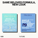 Pacifica overnight anti-aging cream jar standing upright showing the vegan and cruelty-free seals.