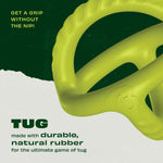 Durable natural rubber tug toy for pet enrichment