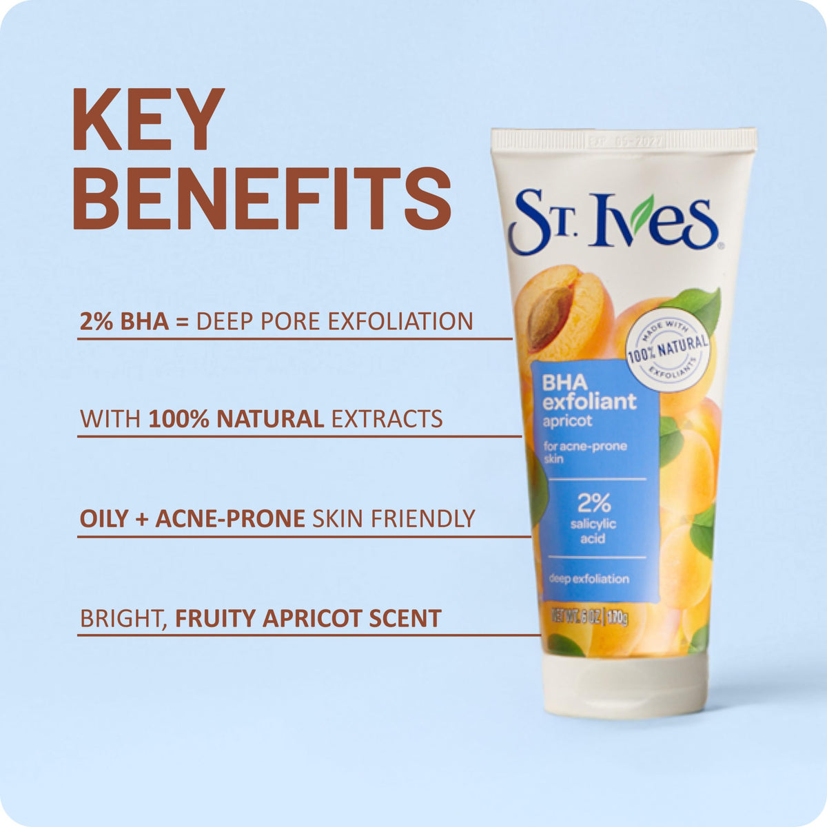 St. Ives oil free acne control face exfoliant back label ingredient list