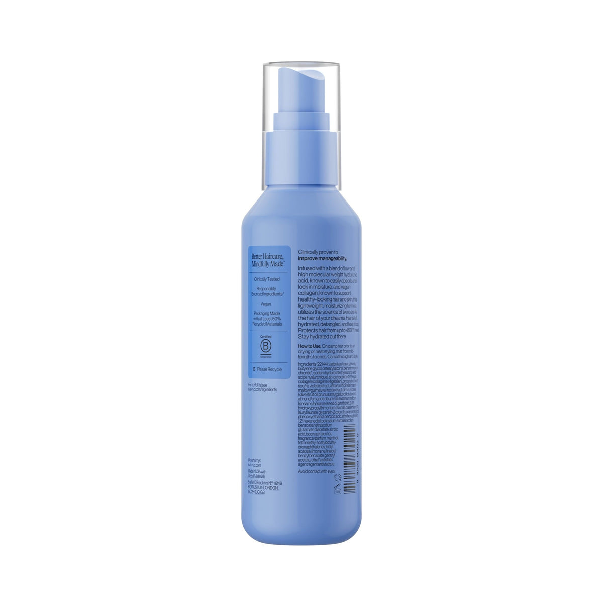 Eva NYC Stay Hydrated Leave In Conditioner 5 Fluid Ounce back label ingredients