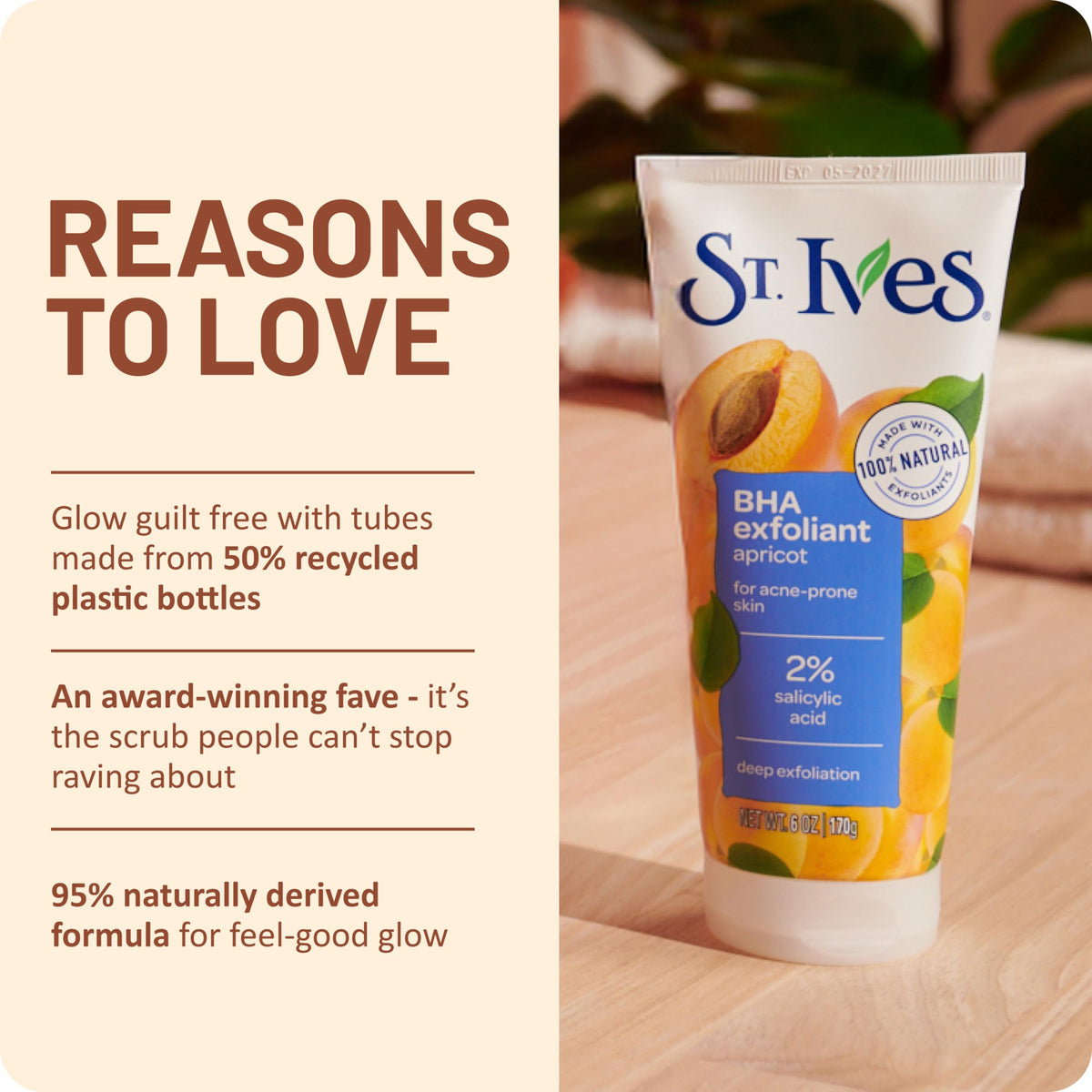 Dermatologist tested St. Ives non comedogenic blemish control scrub application