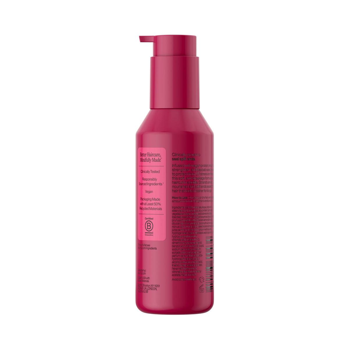 Eva NYC split end mender packaging showing vegan protein and baobab seed ingredients