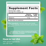 EZ Melts Melatonin Plus sugar free tablets bottle display showing clean ingredients and natural sleep support benefits