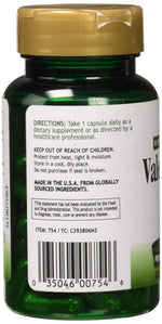 Windmill Health Valerian Root 450mg supplement facts label showing directions and herbal extract ingredients