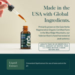 Certified organic valerian root extract bottle for nighttime relaxation