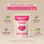 Nectar Patches Calm package showing the plant based hemp extract and valerian root ingredients