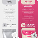 Nectar Patches Calm 10 Pack side packaging details explaining the eight hour slow release technology