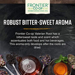 Frontier Co-op Valerian Root package back label showing purity and sourcing text