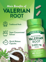 Dropy India imported valerian root 2400 milligrams ninety count bottle packaging view