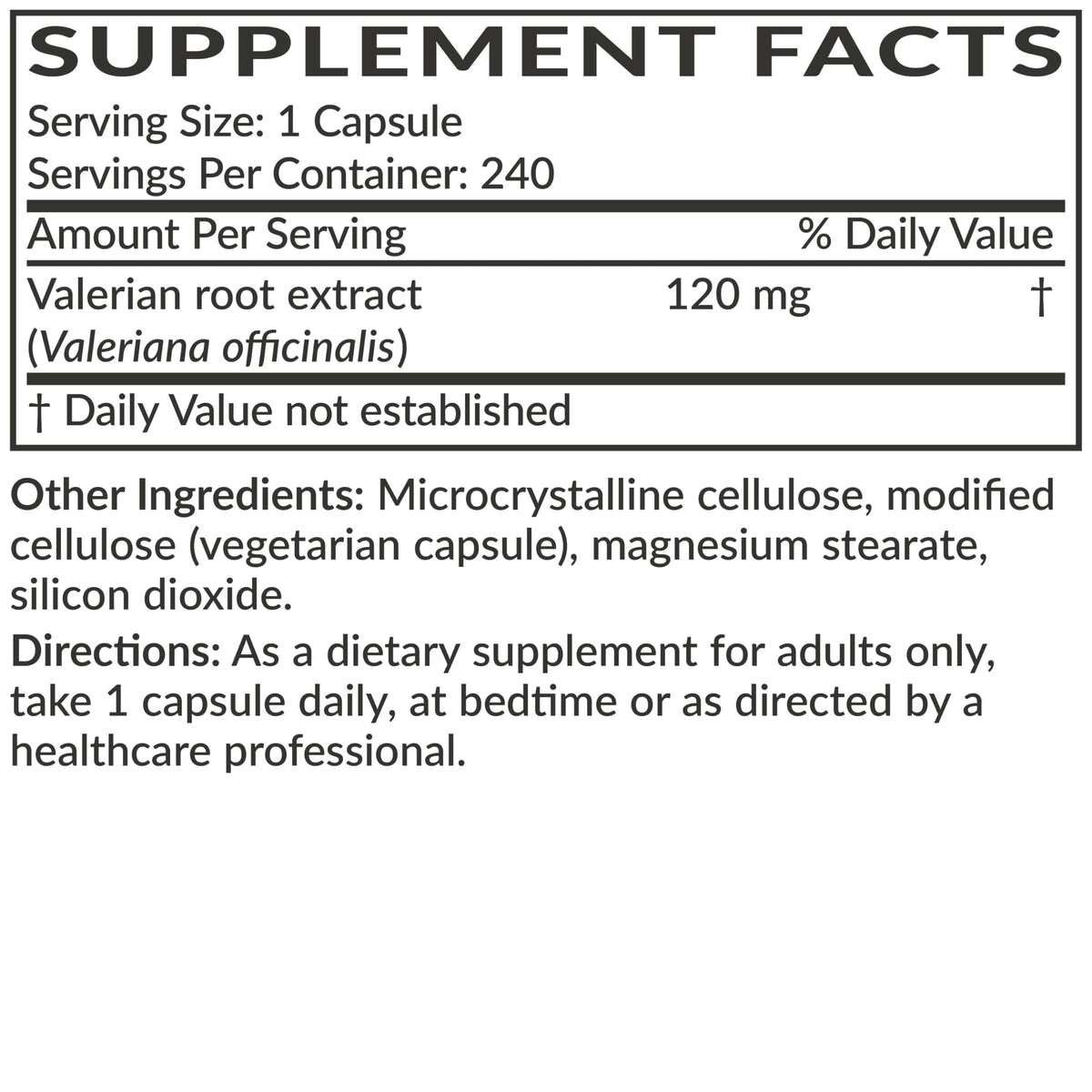 Premium imported packaging of Futurebiotics Valerian Root 1200mg for bedtime relaxation and sleep wellness.