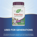 Side panel of Nature's Way Valerian showing the vegan certification and allergen-free product information.