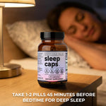 Authentic USA imported Santa Cruz Paleo Sleep Caps bottle standing upright on a clean surface