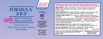 Formula 303 bottle side profile showing dosage instructions and authentic USA origin