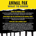 Animal Pak imported all in one supplement packet showcasing individual pills