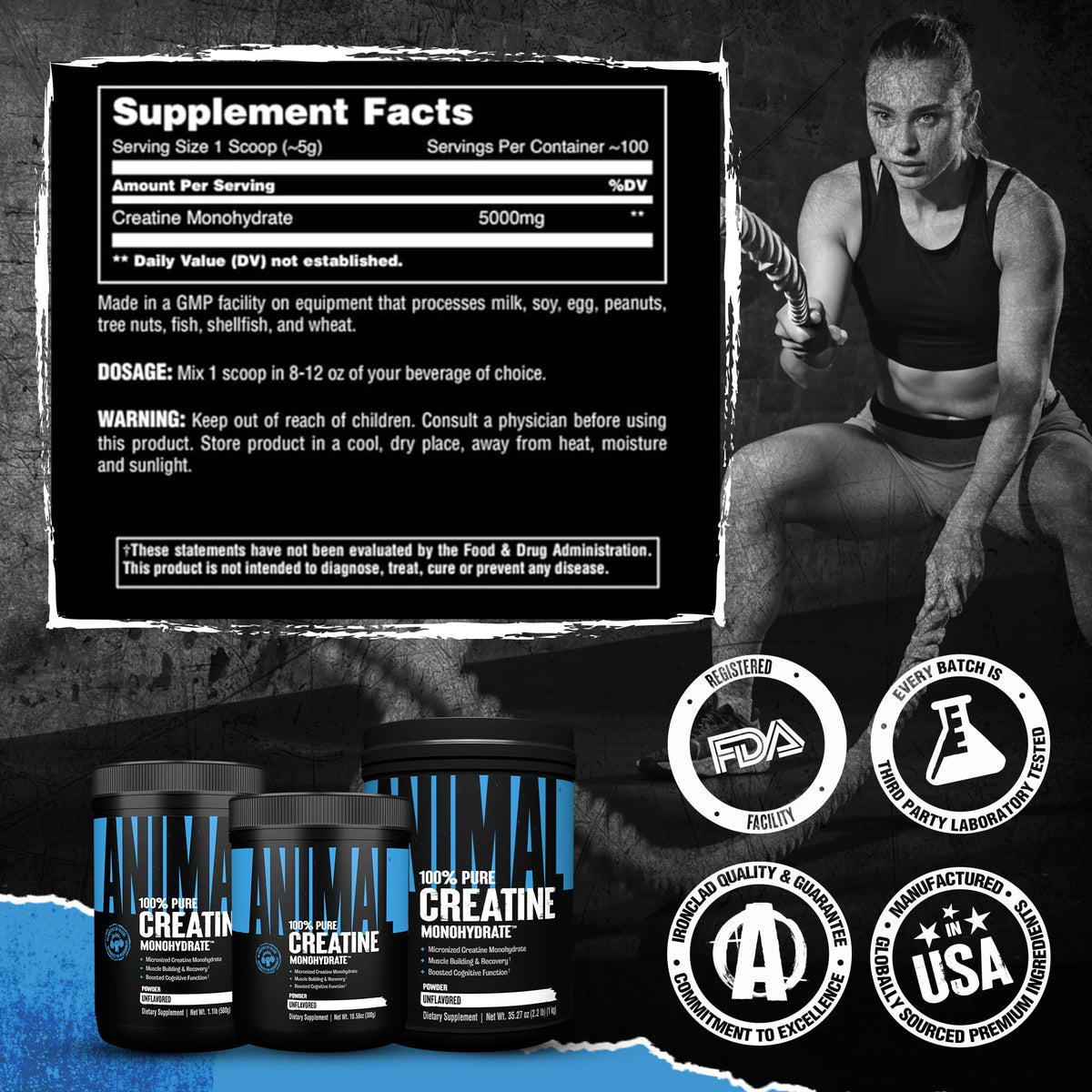 Authentic workout supplement for strength and muscle growth container base view