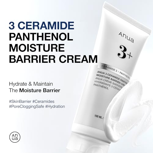 Anua 3 Ceramide Panthenol Moisture Barrier Cream white tube for sensitive skin.