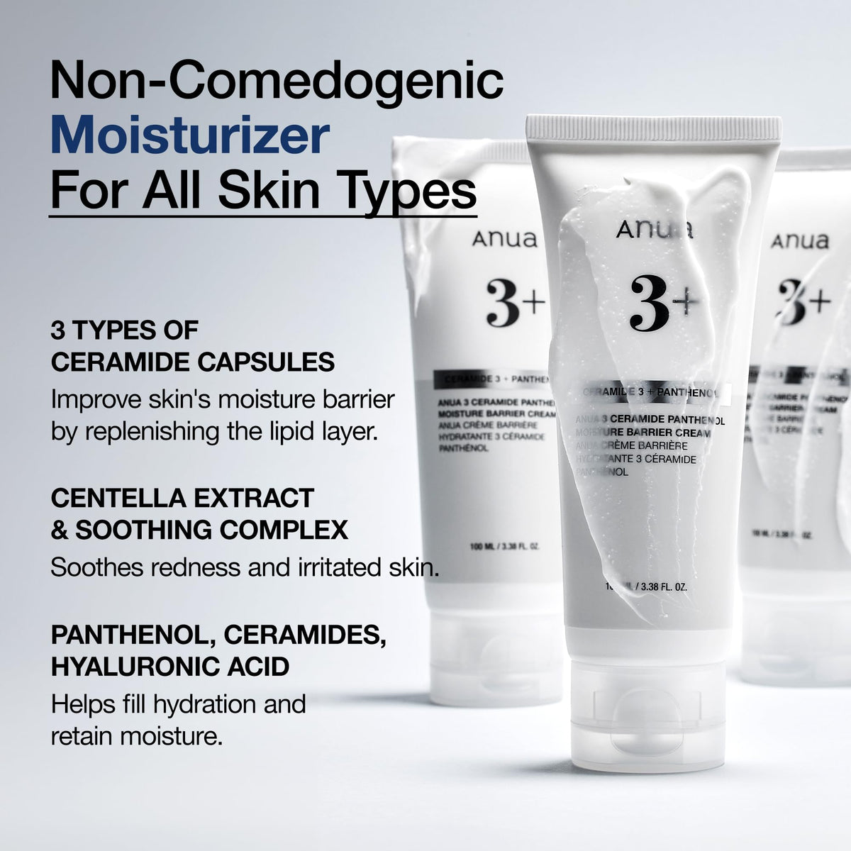 Anua glass skin starter kit cream texture demonstration on hands.