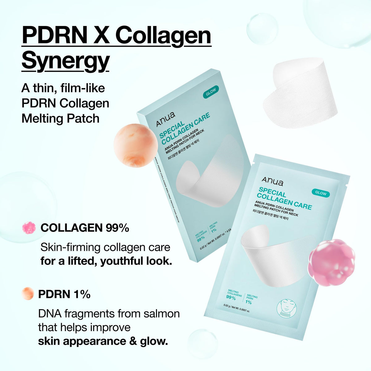 Anua PDRN Special Neck Routine box reverse side detailing ingredients and usage instructions