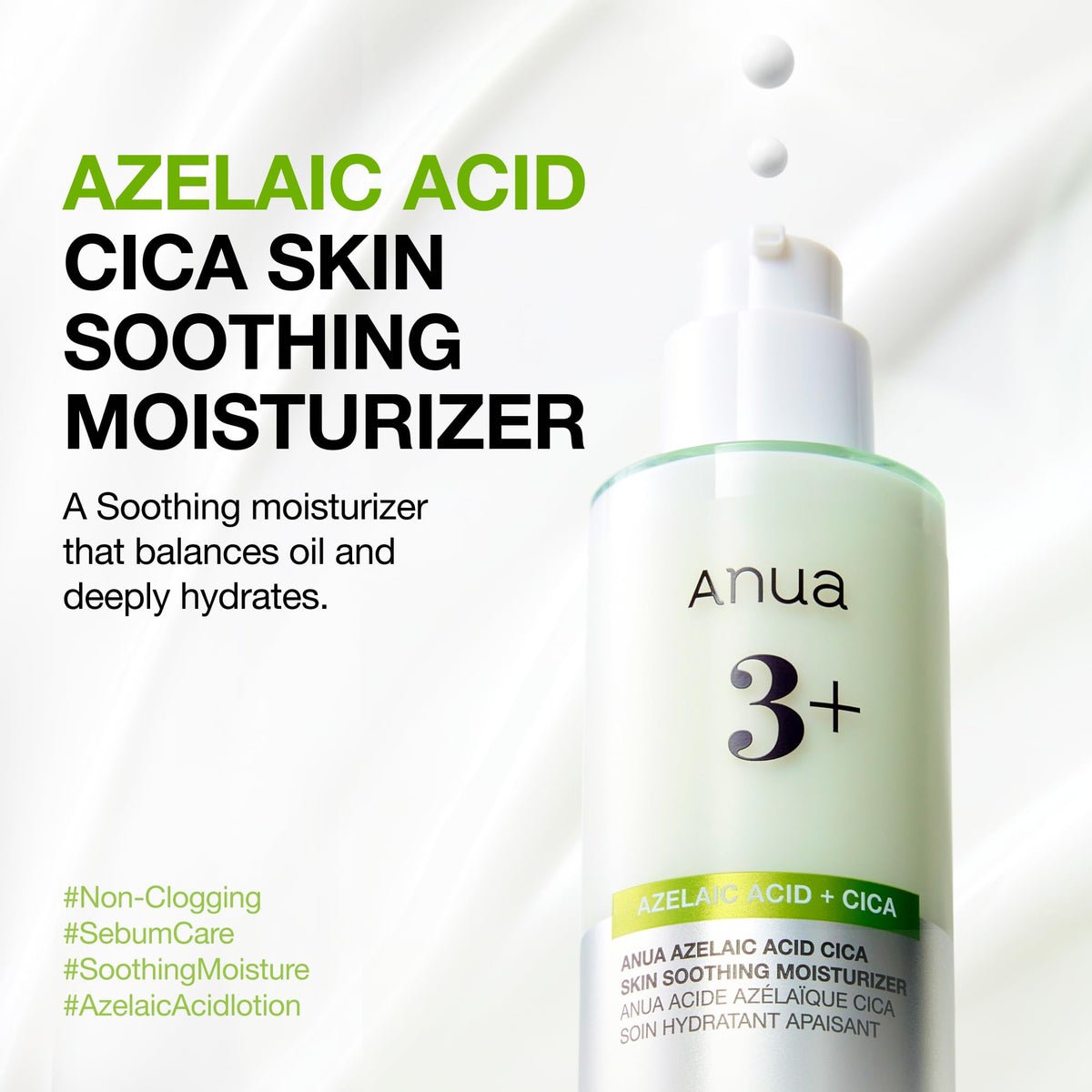 Close up of the Anua Azelaic trio skincare set boxes showing authentic ingredients list