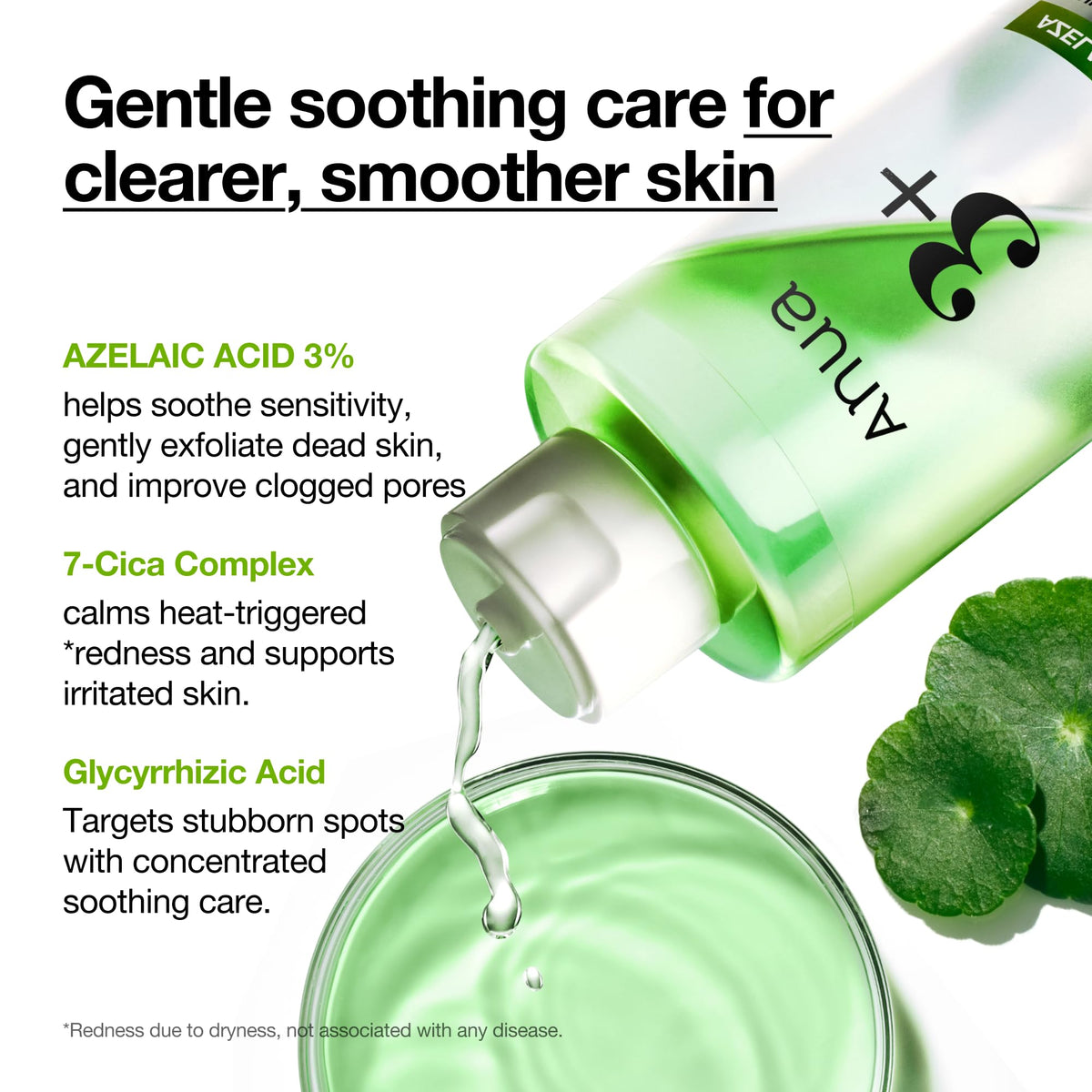 Anua skincare set placed together on a clean background illustrating the two step routine for sensitive skin