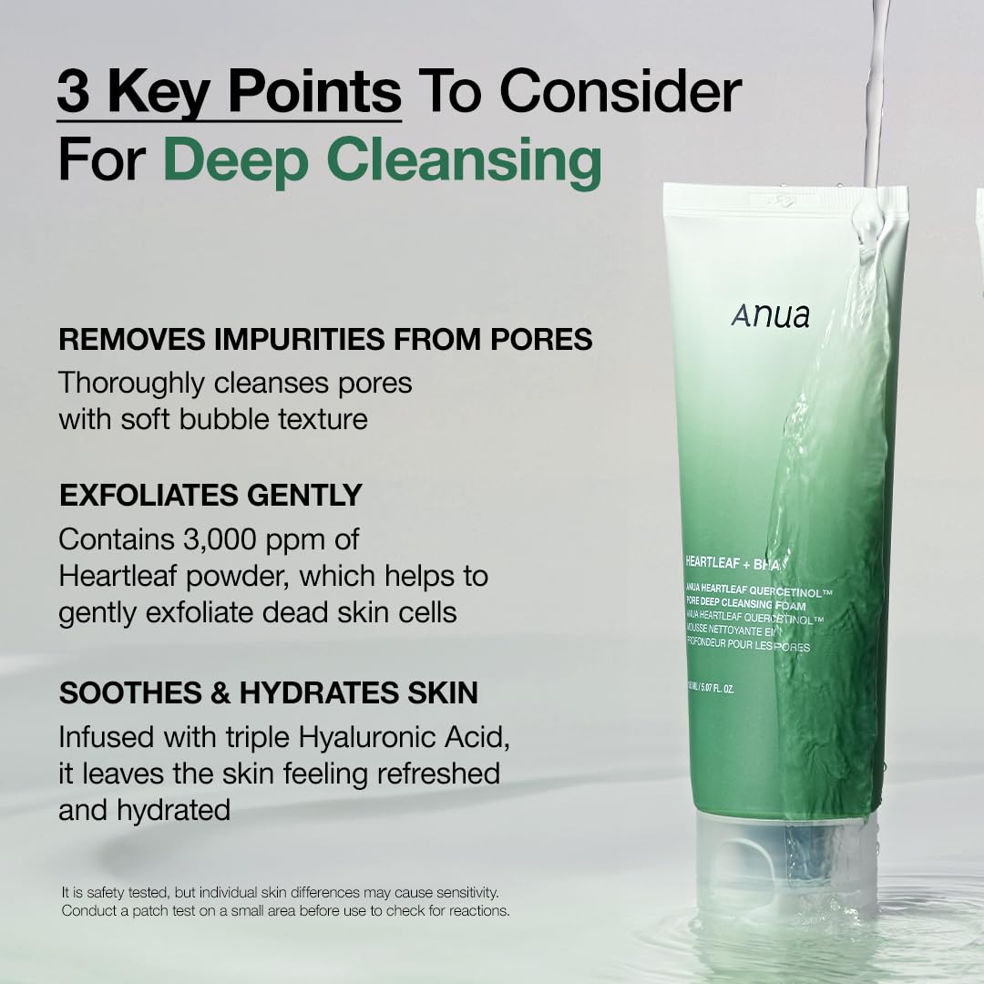 Close up of the packaging text on the Anua anti acne pore care set detailing the key active ingredients