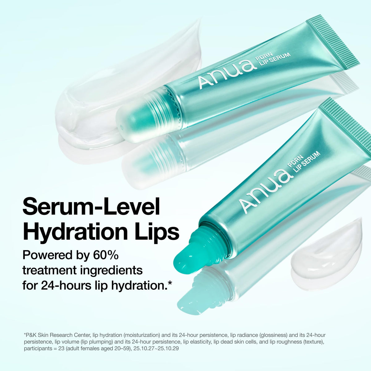 Anua PDRN lip serum unboxing showing the authentic clear gloss finish.