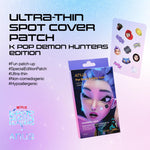 Anua KPop Demon Hunters acne patches applied to the face demonstrating invisible daytime coverage
