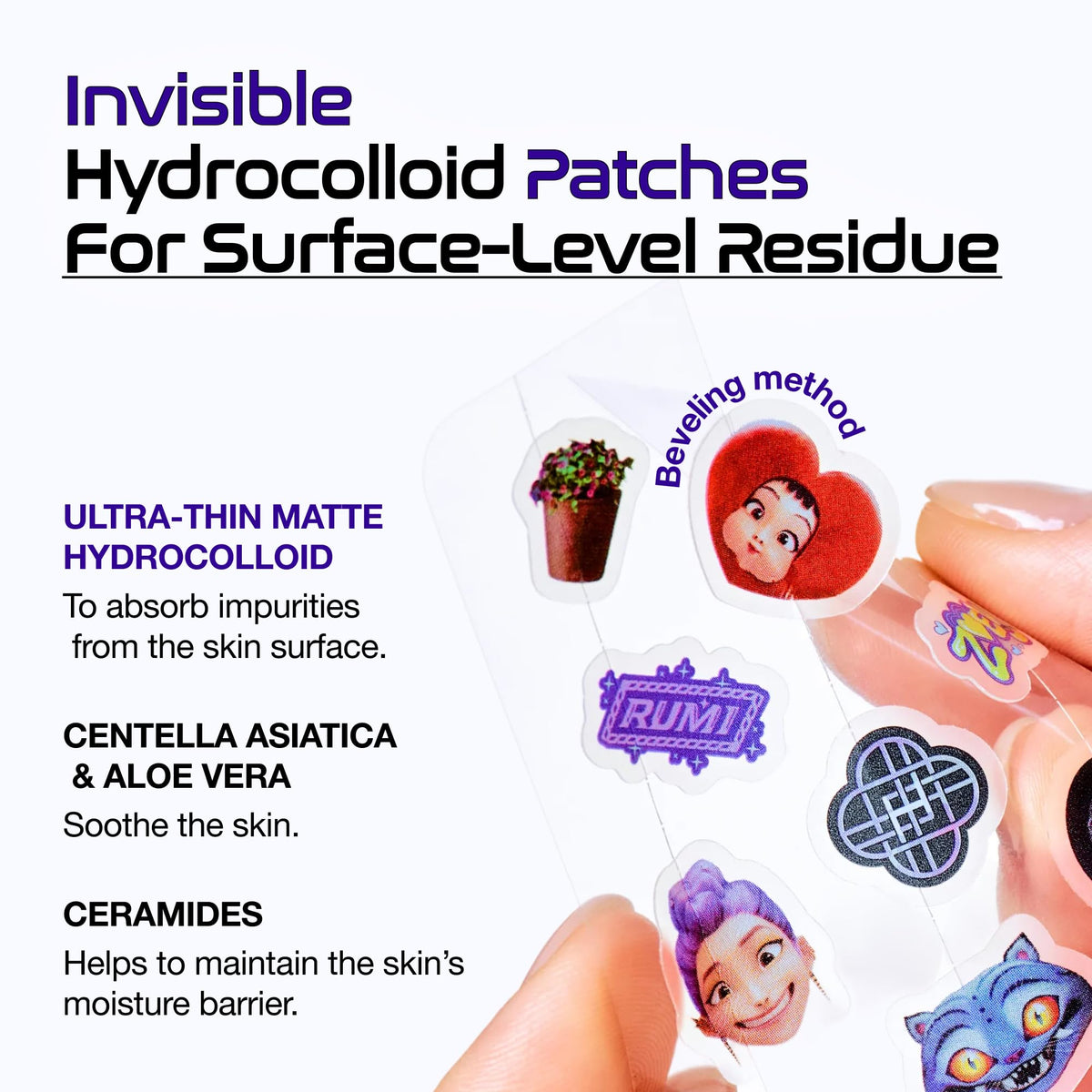 Close up view of the zero point twenty five millimeter ultra thin pimple patch material texture