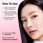 Anua lightweight brightening essence being poured from the bottle to demonstrate its non-sticky fluid consistency.