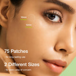 Anua Korean skincare pimple patches displaying the seventy-five count sheet overview.