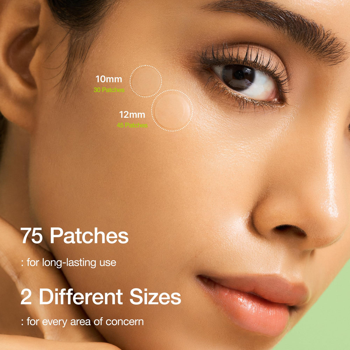 Anua Korean skincare pimple patches displaying the seventy-five count sheet overview.