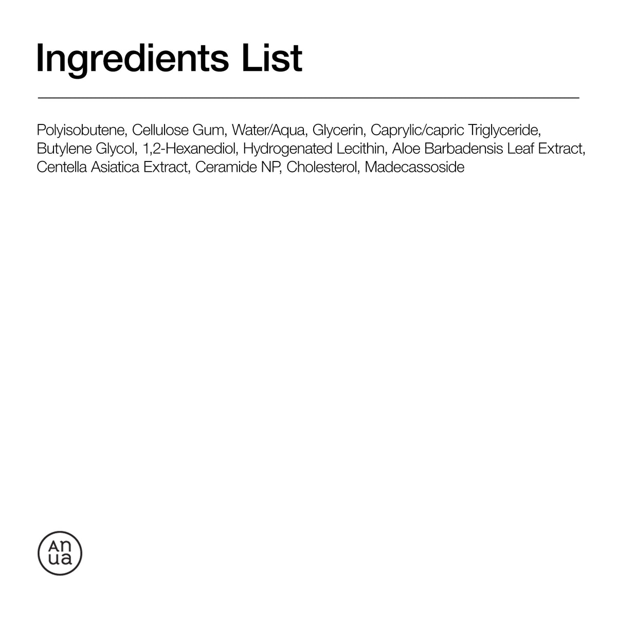 Anua acne patches highlighting the ceramide and cica ingredients for sensitive skin barrier protection.