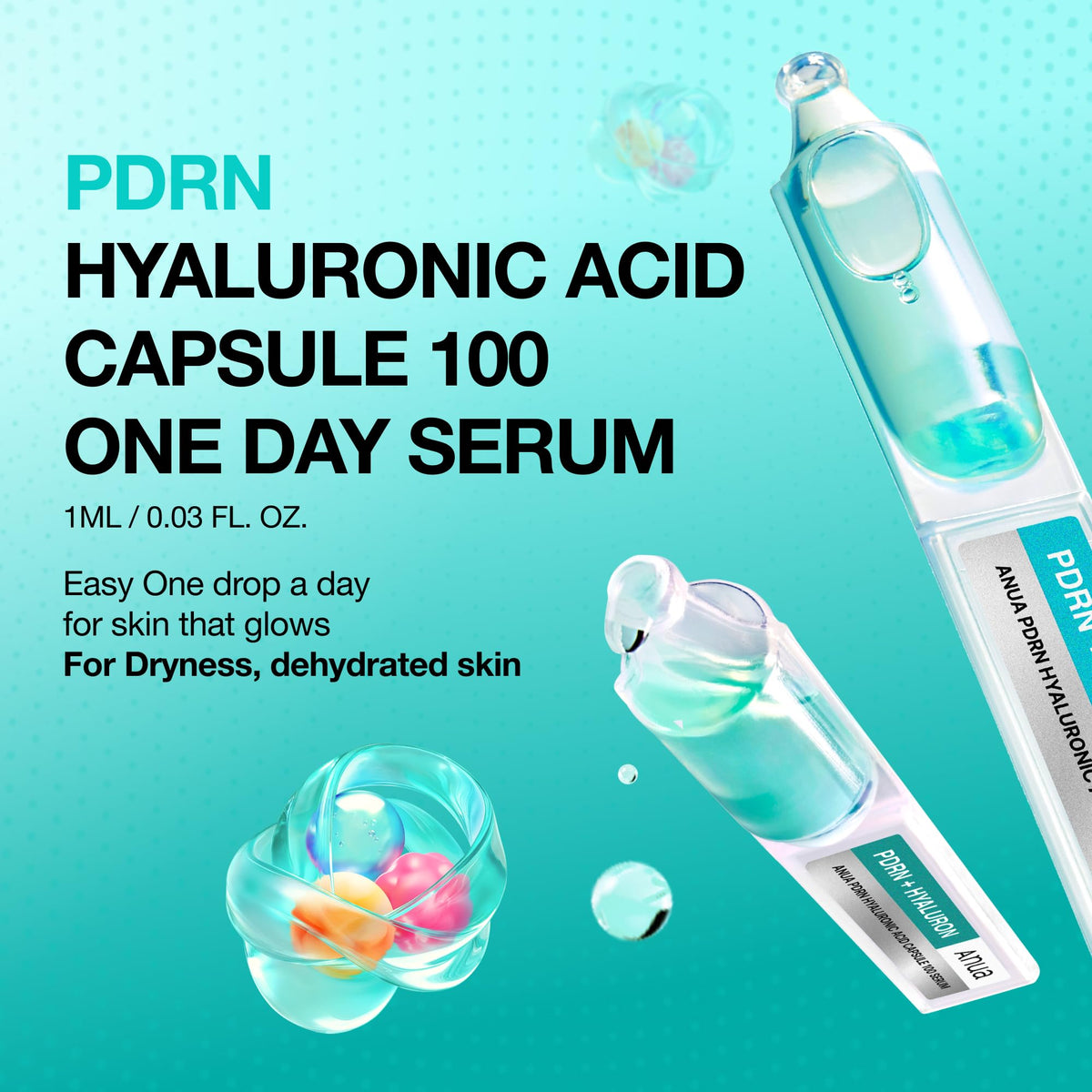 Anua Salmon DNA PDRN Hydration Serum single use capsule close up view