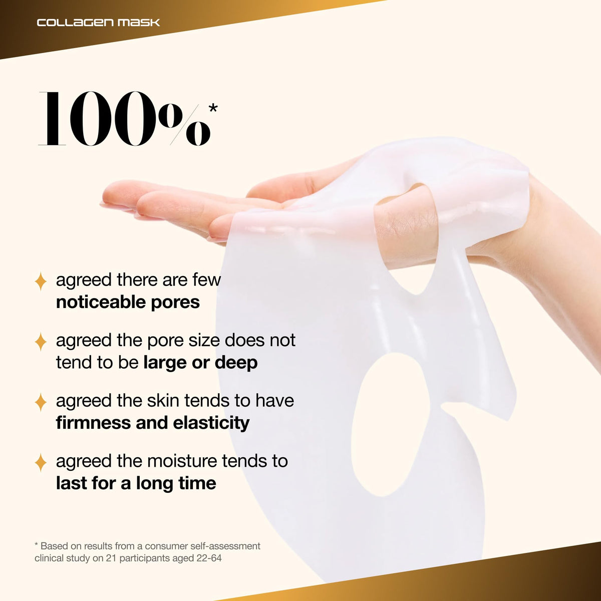 ANUA Ceramide Barrier Collagen Mask changing from opaque to transparent during skin absorption.