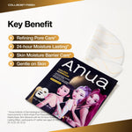 Skincare flat lay featuring the ANUA anime-style packaging for moisture barrier repair.