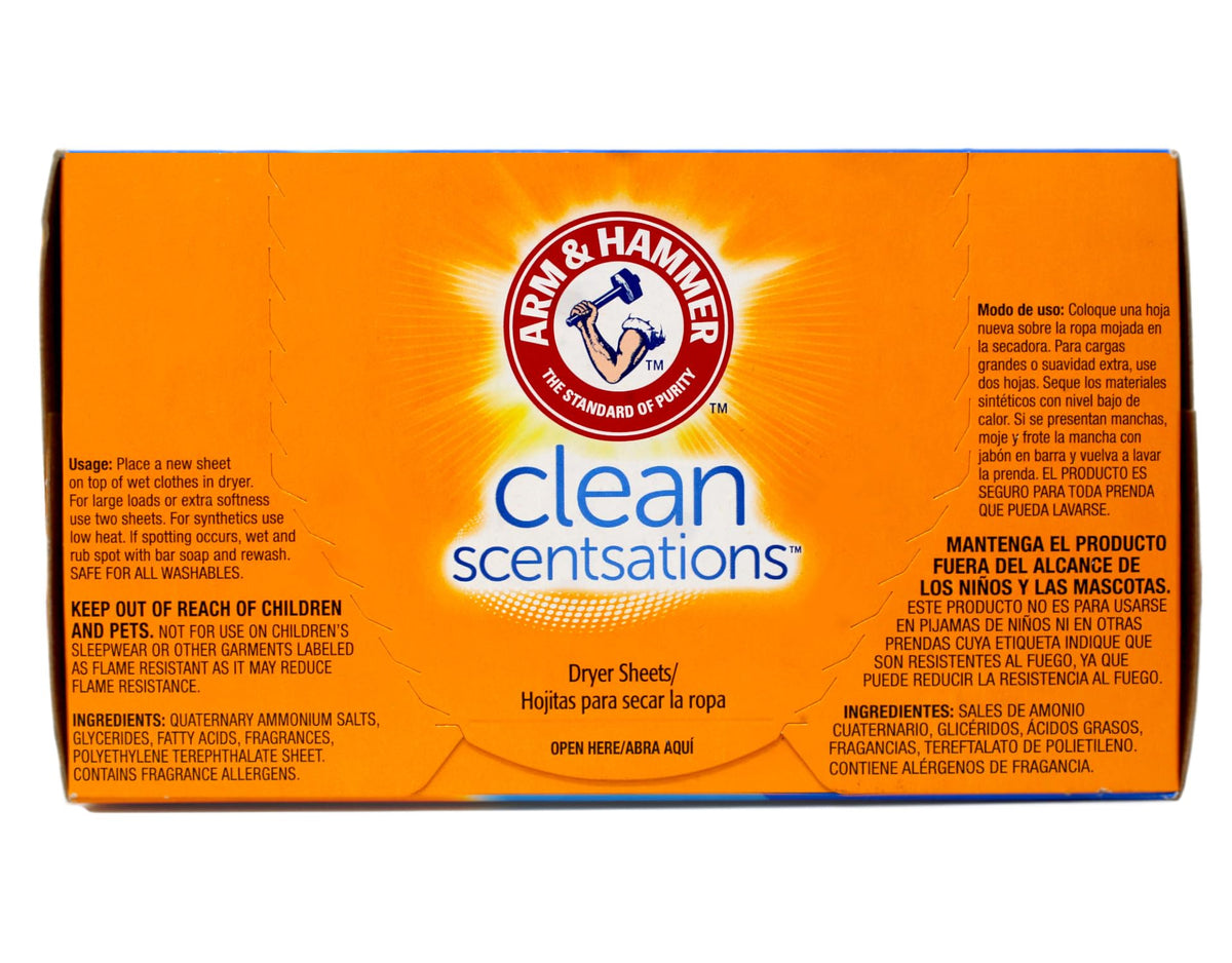 Arm and Hammer clean scentsations two hundred count dryer sheets box