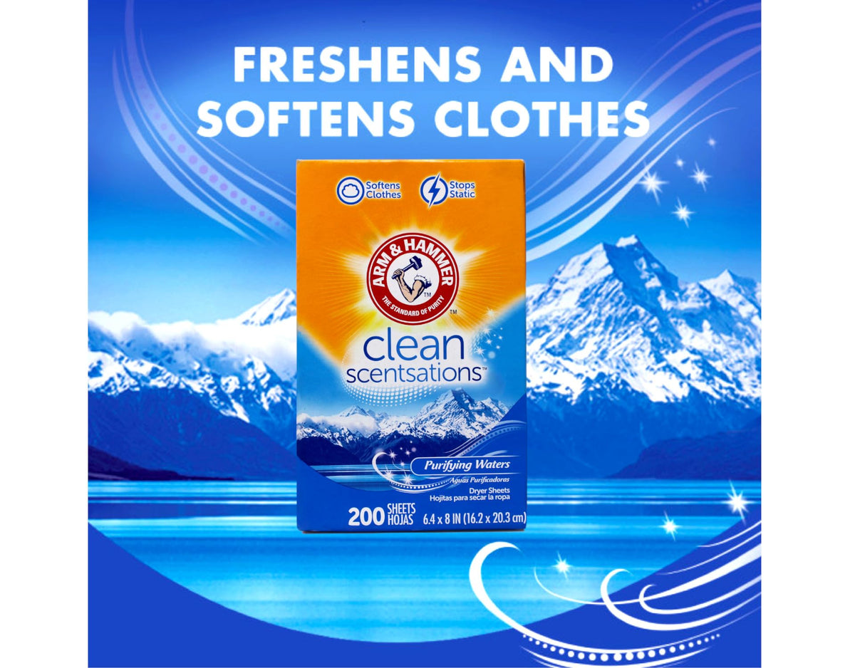 Arm and Hammer fabric softener sheets for static control in laundry