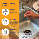 Close up of baking soda disposal cleaning capsule