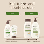 Close up view of authentic Aveeno daily moisturizing face cream tube opening and cap