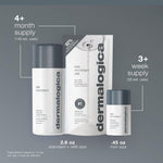 Dermalogica brightening powder scrub application steps visualization.