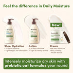 Aveeno body face and hands moisturizing formula texture representation
